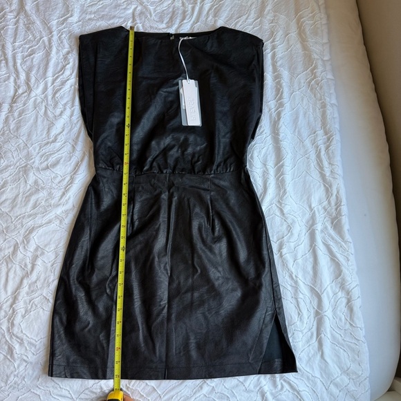 Please Leather Black Structured Shoulder Pad Dress - Picture 4 of 6